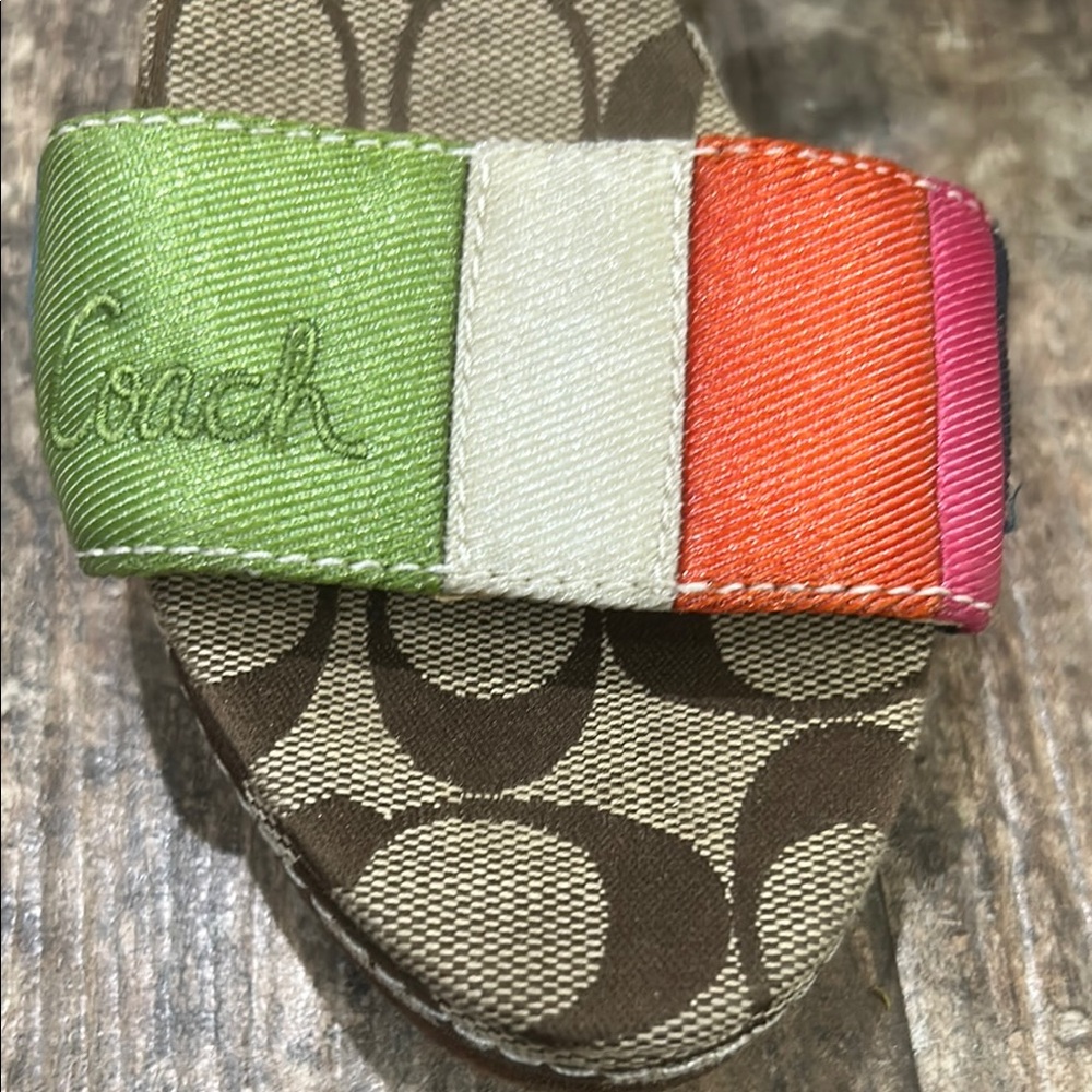 Coach Signature Multicolor Wedge Sandals - Picture 2 of 12